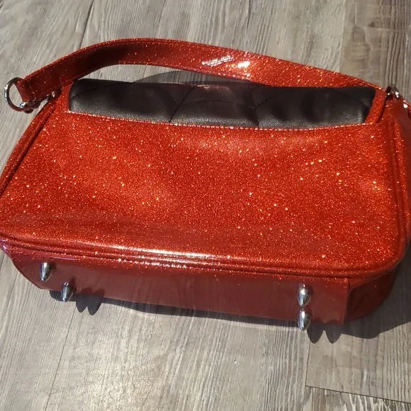 Lux de Ville Spider Web Red and Black Crossbody Bag - Picture 6 of 12